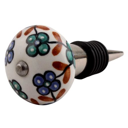 Sea Green Slate Blue Tiny Ceramic Wine Stopper